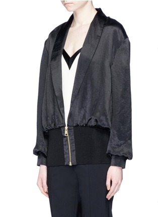 Front View - Click To Enlarge - LANVIN - Shawl lapel satin bomber jacket