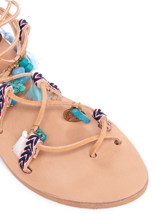 Detail View - Click To Enlarge - MABU BY MARIA BK - 'Isky' tassel embroidered lace-up sandals