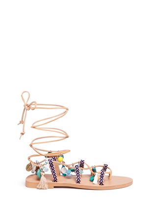 Main View - Click To Enlarge - MABU BY MARIA BK - 'Isky' tassel embroidered lace-up sandals