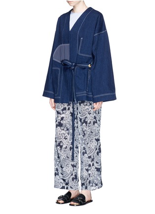 Figure View - Click To Enlarge - ACNE STUDIOS - 'Orinda' satin patch denim kimono jacket