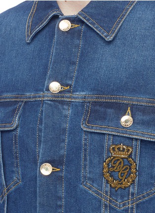 Detail View - Click To Enlarge - - - Crown crest embellished denim jacket