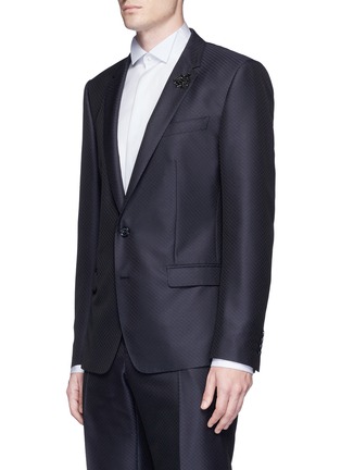 Detail View - Click To Enlarge - - - 'Martini' diamond jacquard wool-silk tuxedo suit