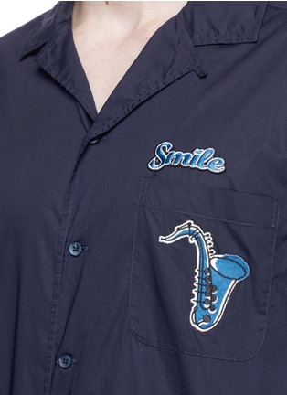 Detail View - Click To Enlarge - - - Saxophone patch bowling shirt