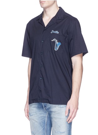 Front View - Click To Enlarge - - - Saxophone patch bowling shirt