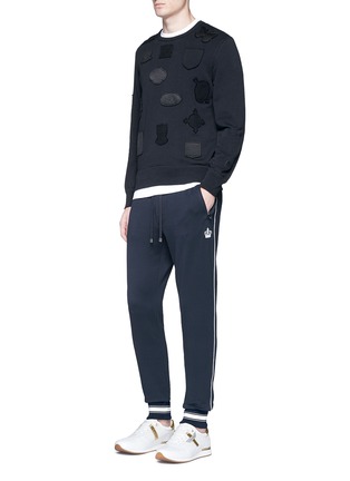 Figure View - Click To Enlarge - - - Crown embroidered cotton sweatpants