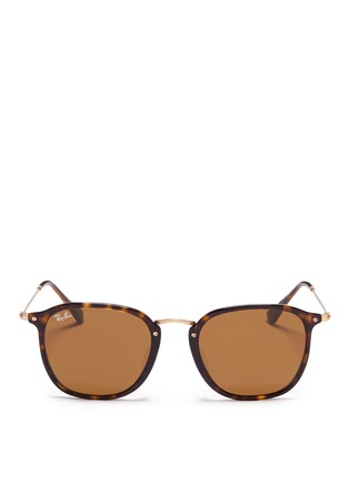 Main View - Click To Enlarge - RAY-BAN - 'RB2448N' matte metal temple tortoiseshell acetate sunglasses