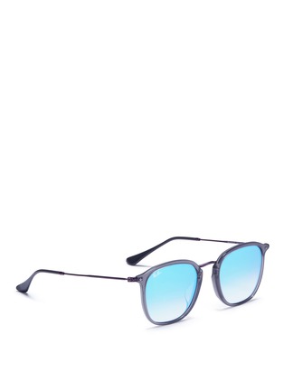 Figure View - Click To Enlarge - RAY-BAN - 'RB2448N' contrast metal temple gradient mirror sunglasses