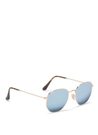 Figure View - Click To Enlarge - RAY-BAN - 'RB3548NF' metal hexagonal mirror sunglasses