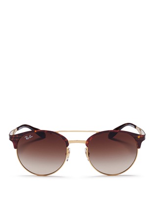 Main View - Click To Enlarge - RAY-BAN - 'RB3545' tortoiseshell effect round browline sunglasses