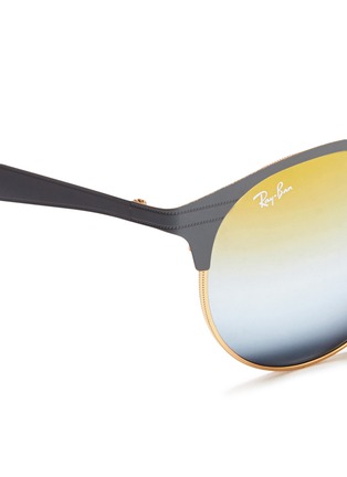 Detail View - Click To Enlarge - RAY-BAN - 'RB3545' coined flat round browline mirror sunglasses