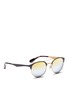 Figure View - Click To Enlarge - RAY-BAN - 'RB3545' coined flat round browline mirror sunglasses
