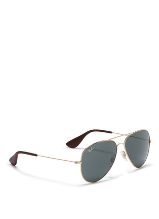 Figure View - Click To Enlarge - RAY-BAN - 'RB3558' rubber tip aviator sunglasses