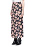 Front View - Click To Enlarge - TOPSHOP - Rose print crepe double slit maxi skirt