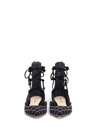Front View - Click To Enlarge - ISA TAPIA - 'Muxia' stud suede lace-up flats