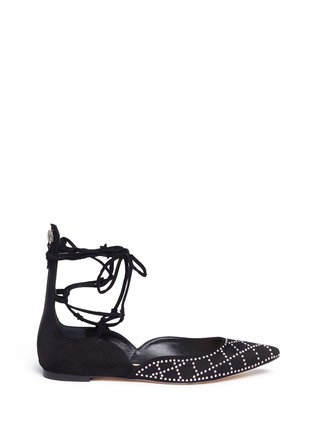 Main View - Click To Enlarge - ISA TAPIA - 'Muxia' stud suede lace-up flats