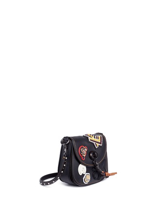 Detail View - Click To Enlarge - COACH - 'Varsity' mixed stud patch leather saddle bag