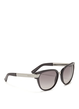Figure View - Click To Enlarge - GUCCI - Metal arm plastic sunglasses