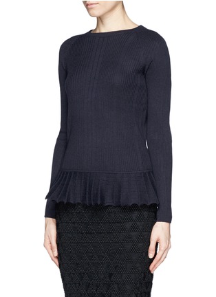 Front View - Click To Enlarge - TORY BURCH - 'Sienna' quilted peplum sweater
