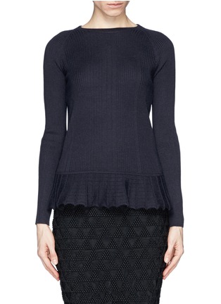 Main View - Click To Enlarge - TORY BURCH - 'Sienna' quilted peplum sweater