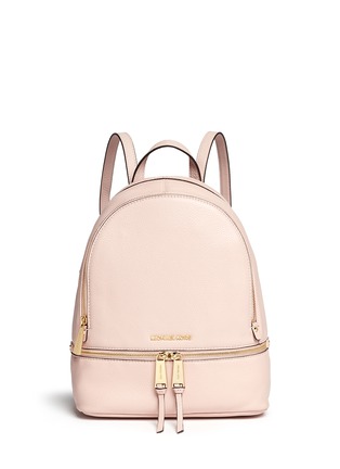 Main View - Click To Enlarge - MICHAEL KORS - 'Rhea' small 18k gold-plated metal leather backpack