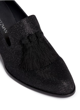 Detail View - Click To Enlarge - STUART WEITZMAN - 'Razmataz' tassel glitter mesh loafers