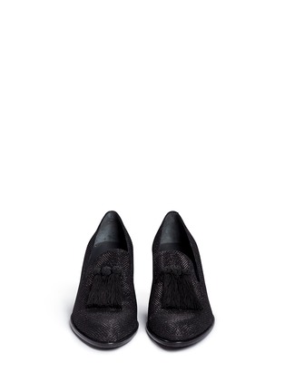 Front View - Click To Enlarge - STUART WEITZMAN - 'Razmataz' tassel glitter mesh loafers