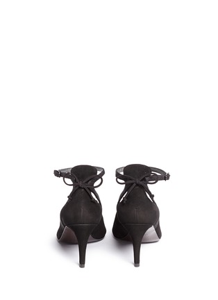 Back View - Click To Enlarge - STUART WEITZMAN - 'Take A Bow' contrast strap suede pumps