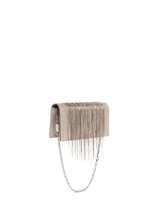 Front View - Click To Enlarge - STUART WEITZMAN - 'Angel Hair' fringe suede chain clutch