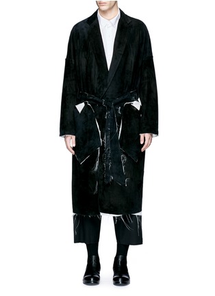 Main View - Click To Enlarge - SULVAM - Raw edge lining belted suede coat