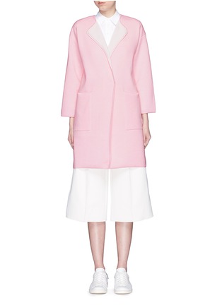 Main View - Click To Enlarge - MO&CO. - Collarless long knit coat