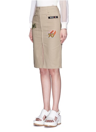 Front View - Click To Enlarge - MO&CO. - Badge appliqué cotton worker skirt
