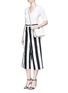 Figure View - Click To Enlarge - MO&CO. - Stripe wide leg Capri pants