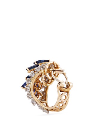 Detail View - Click To Enlarge - MELLERIO - Diamond sapphire 18k yellow gold hoop clip earrings