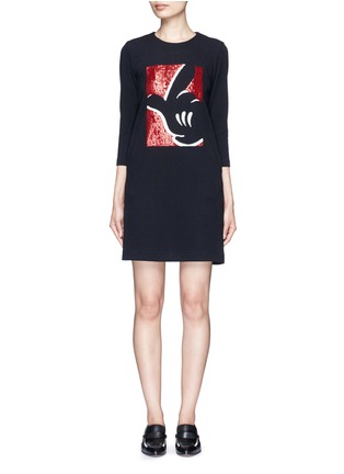 Main View - Click To Enlarge - MO&CO. - Mickey Mouse sequin waffle knit dress