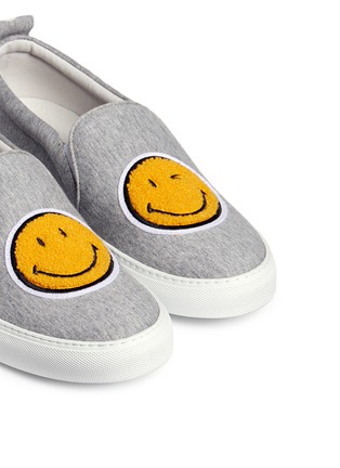 Detail View - Click To Enlarge - JOSHUA SANDERS - 'Smile' fleece patch jersey skate slip-ons