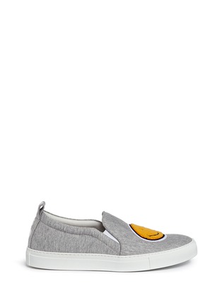 Main View - Click To Enlarge - JOSHUA SANDERS - 'Smile' fleece patch jersey skate slip-ons