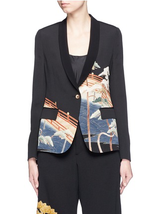 Main View - Click To Enlarge - IBRIGU - One of a kind traditional scenery print silk blazer