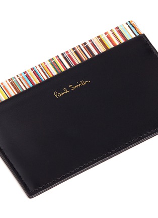 Detail View - Click To Enlarge - PAUL SMITH - Stripe print leather cardholder