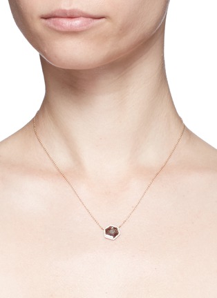 Detail View - Click To Enlarge - MONIQUE PÉAN - Diamond slice 18k recycled rose gold pendant necklace