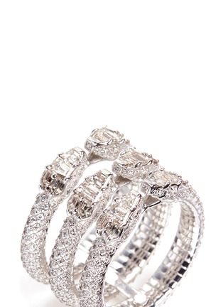 Detail View - Click To Enlarge - REPOSSI - 'Ophydienne' diamond 18k white gold 3-row snake ring