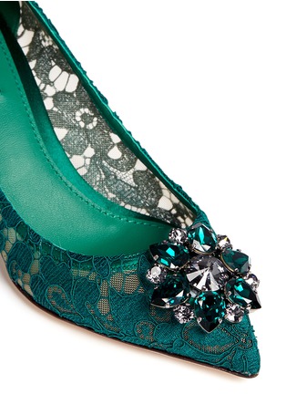 Detail View - Click To Enlarge - - - 'Bellucci' jewel brooch lace pumps