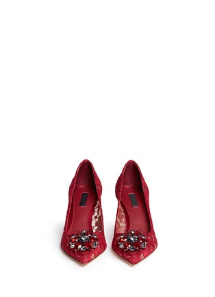 Figure View - Click To Enlarge - - - 'Bellucci' jewel brooch lace pumps