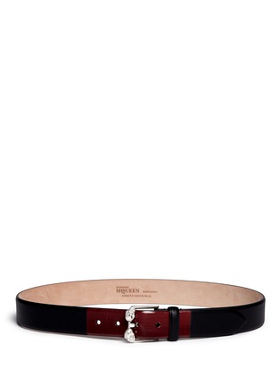 Main View - Click To Enlarge - ALEXANDER MCQUEEN - Twin skull buckle paint leather belt