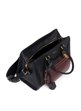 Detail View - Click To Enlarge - ALEXANDER MCQUEEN - 'Padlock' contrast pocket leather tote