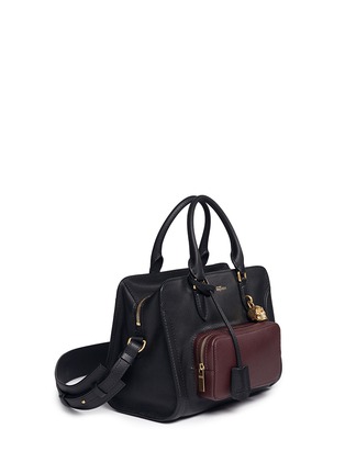 Figure View - Click To Enlarge - ALEXANDER MCQUEEN - 'Padlock' contrast pocket leather tote