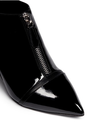 Detail View - Click To Enlarge - ALEXANDER MCQUEEN - Zip front patent leather booties