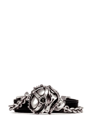 Main View - Click To Enlarge - ALEXANDER MCQUEEN - Harness skull leather bracelet
