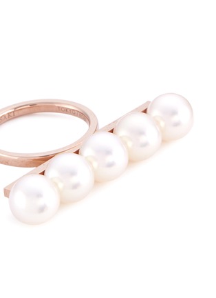 Detail View - Click To Enlarge - TASAKI - 'Balance Signature' Akoya pearl 18k rose gold ring