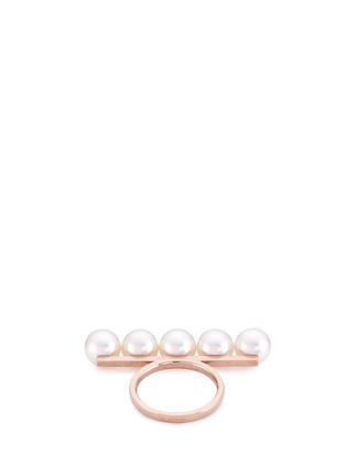  - TASAKI - 'Balance Signature' Akoya pearl 18k rose gold ring