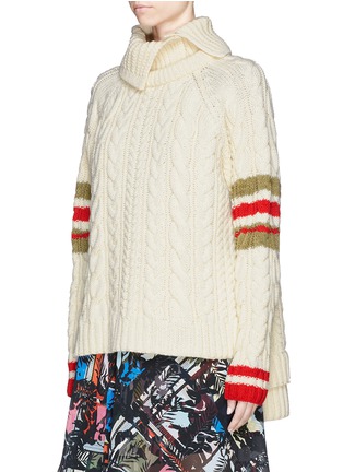 Preen By Thornton Bregazzi - 'harley' Stripe Cable Knit Wool Sweater ...